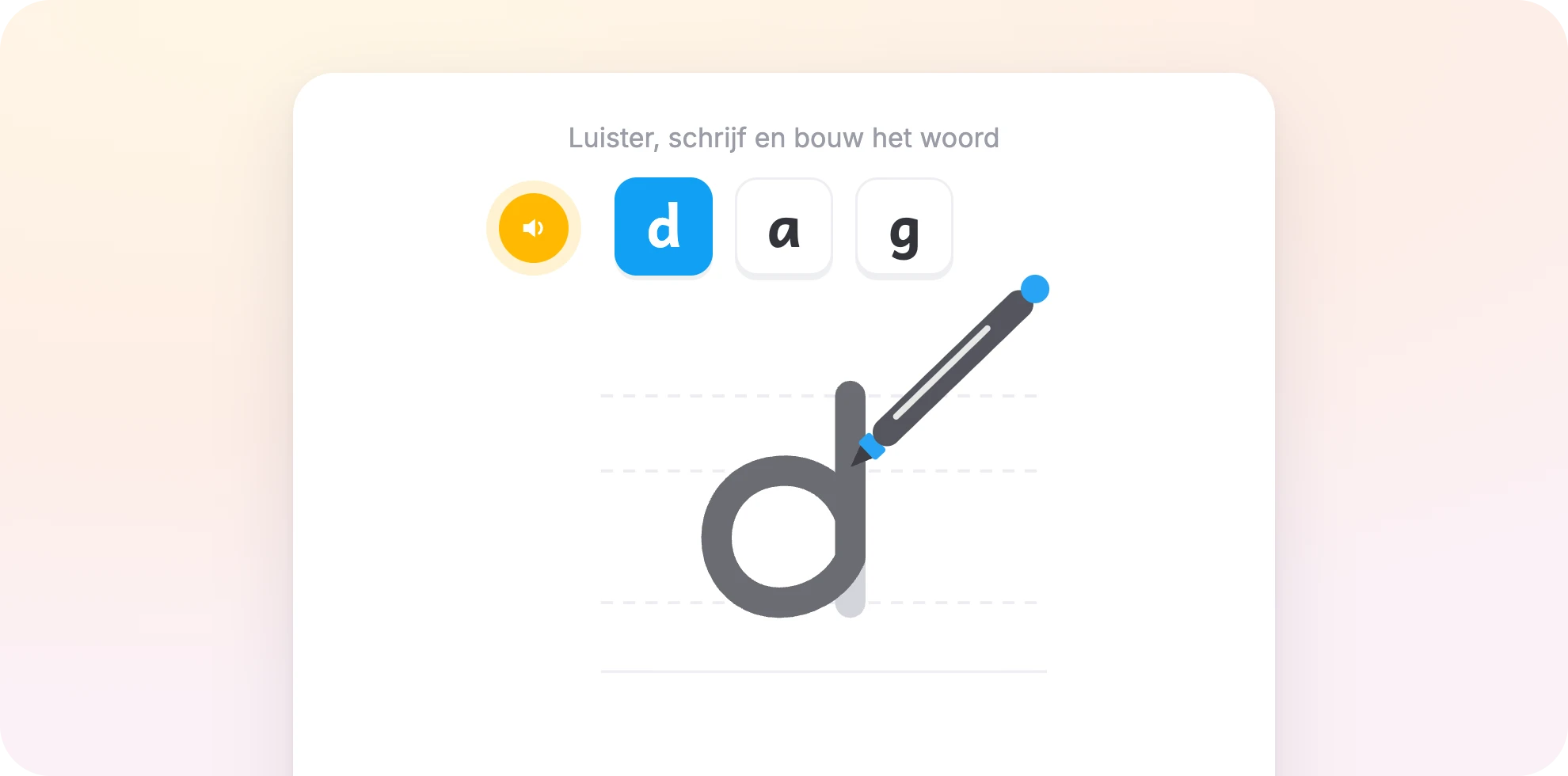 De letter d wordt nageschreven.